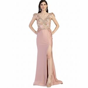 New May Queen Pink Dusty Rose Embellished Evening Gown mayq_MQ1981 $255